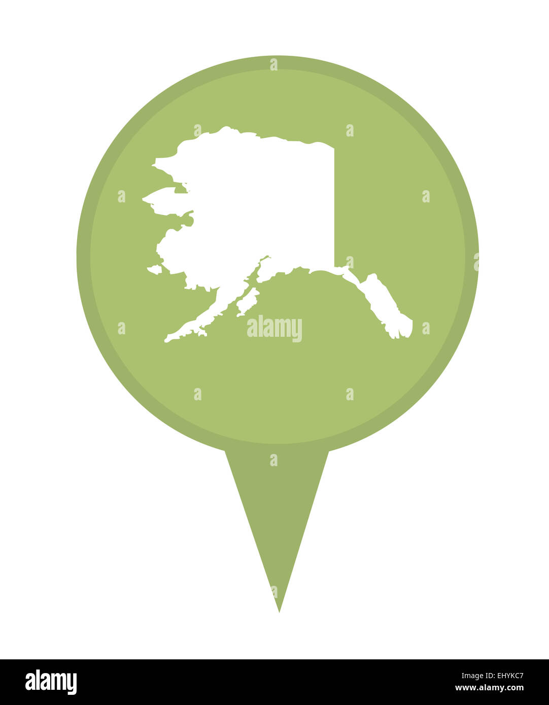 Amerikanischen Bundesstaat Alaska Stecknadel isoliert auf einem weißen Hintergrund. Stockfoto