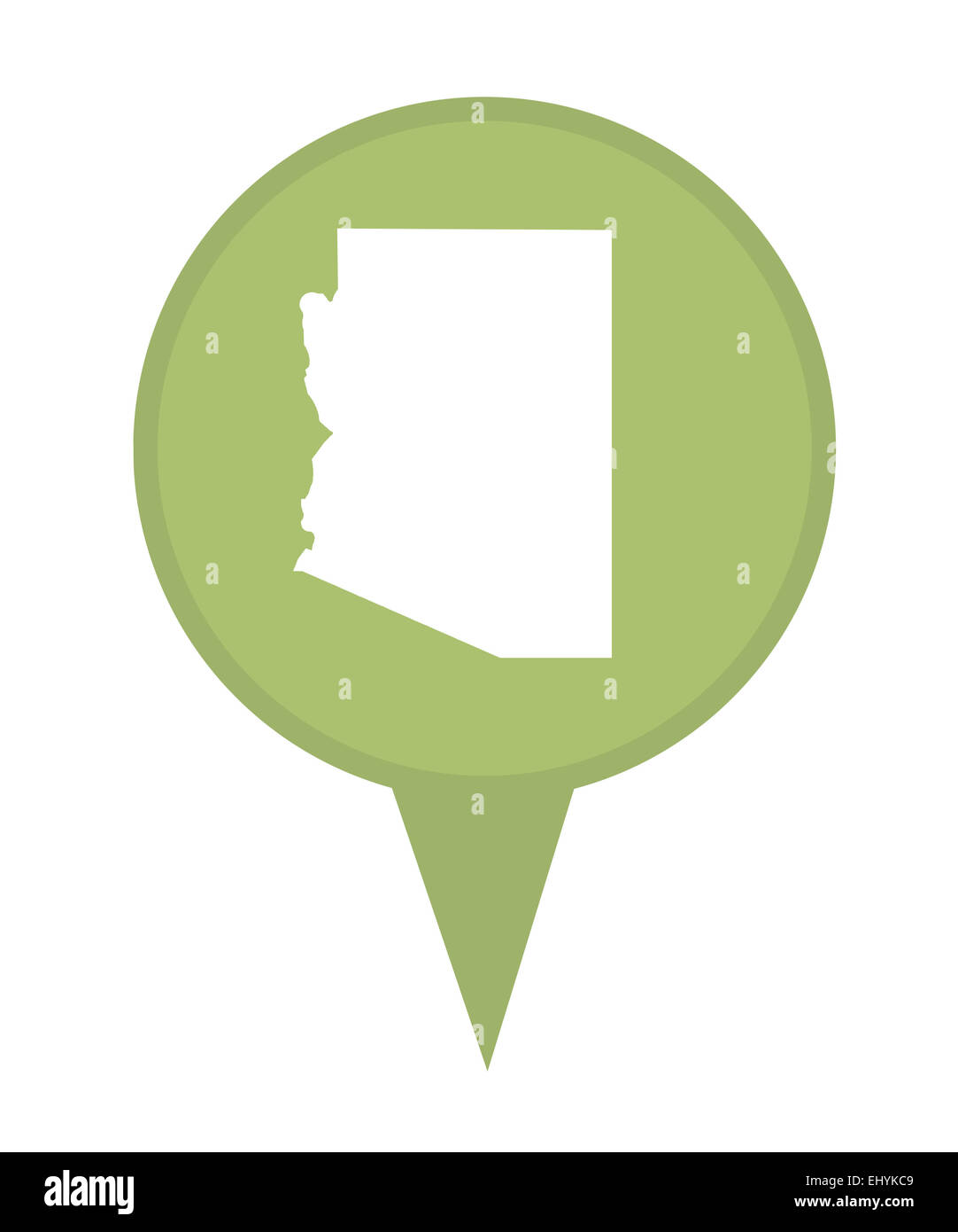 Amerikanischen Bundesstaat Arizona Stecknadel isoliert auf einem weißen Hintergrund. Stockfoto