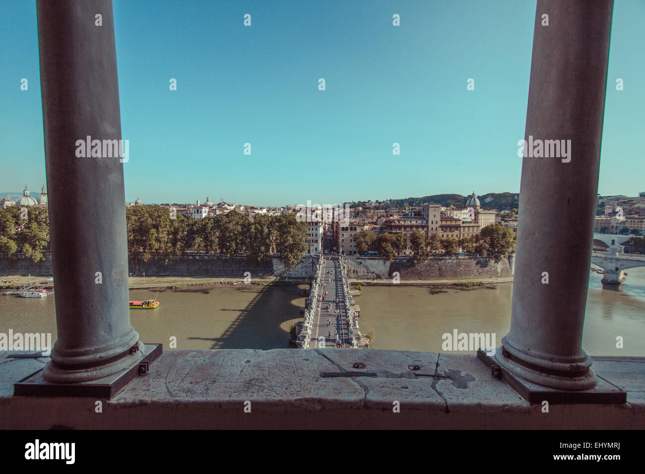 Weitwinkel-Blick auf Rom und dem Tiber, Italien Stockfoto