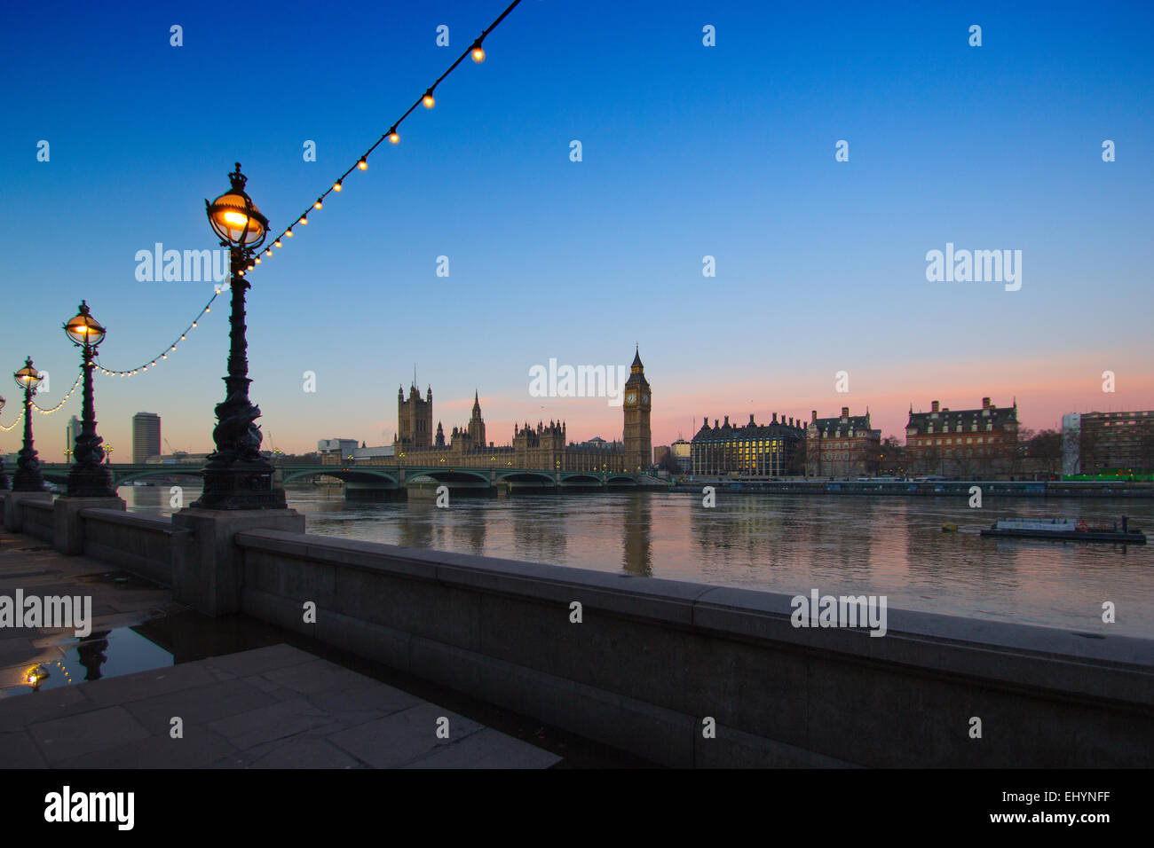 Westminster at Dawn, London, England, Großbritannien Stockfoto