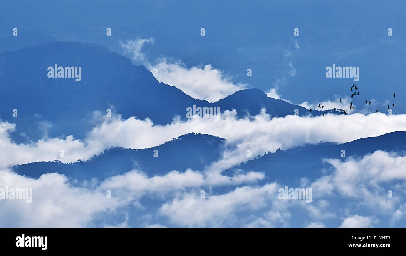 Panorama des Himalaya von Nagarkot, Nepal Stockfoto