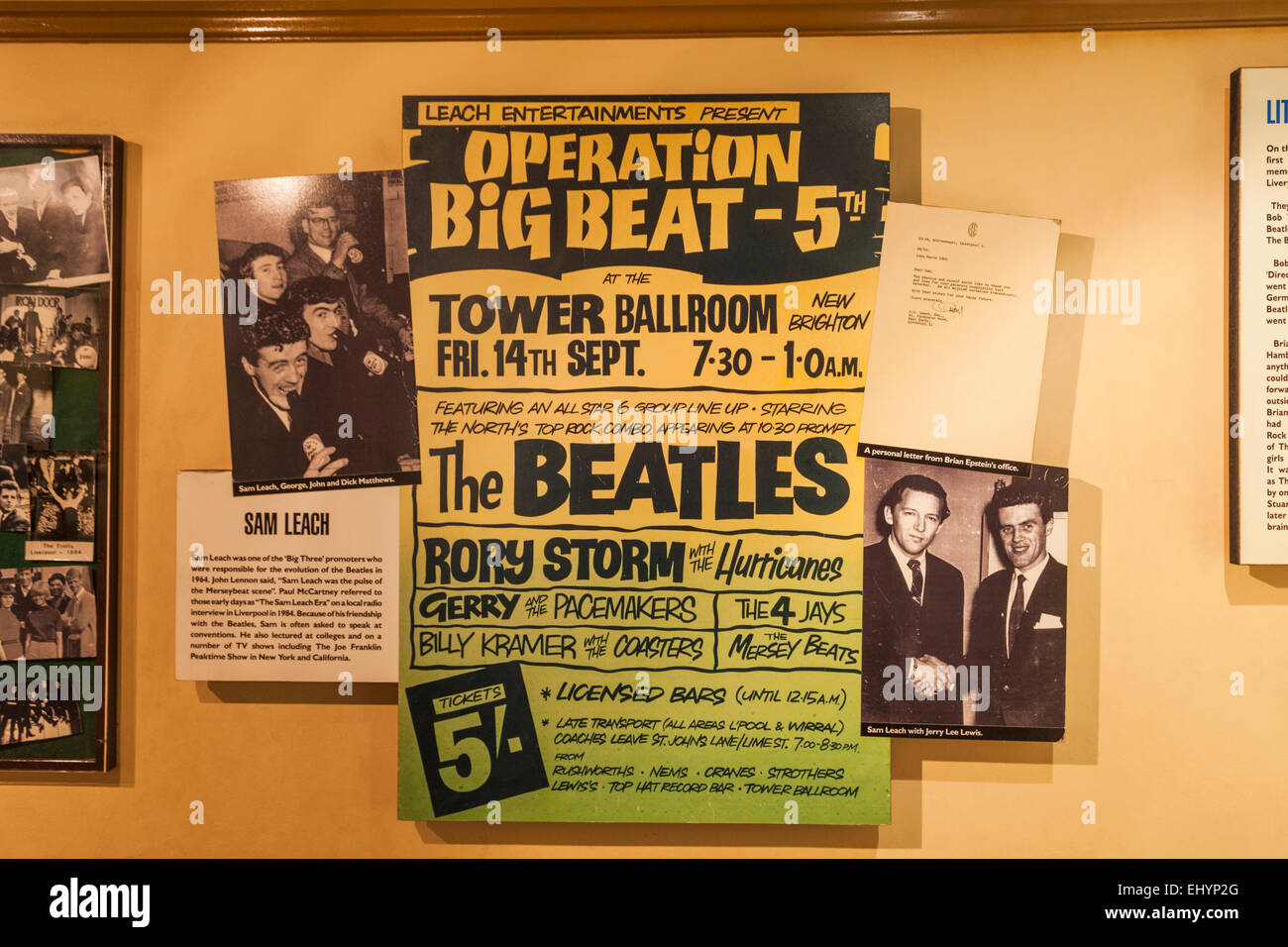 Stadt, Liverpool, Merseyside, England Albert Dock, Beatles Story, Vintage Konzert Plakatwerbung, Beatles Stockfoto