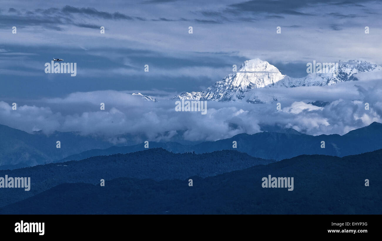 Flugzeug fliegen über Himalaya-Gebirge, Nepal Stockfoto