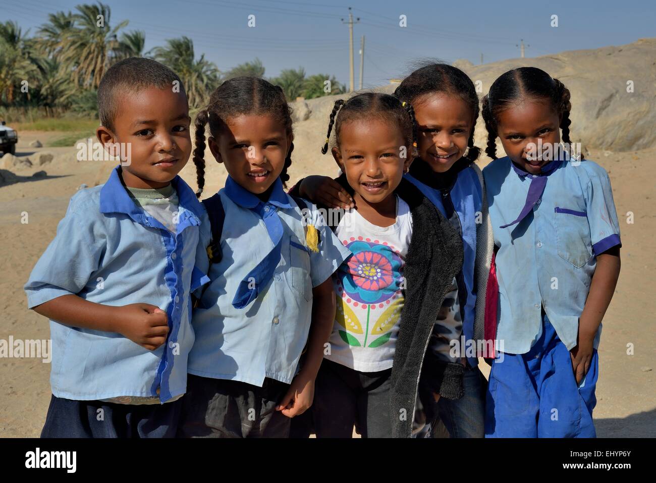 Schülerinnen und Schüler, Tombos, Niltal, Nubia, Sudan Stockfoto