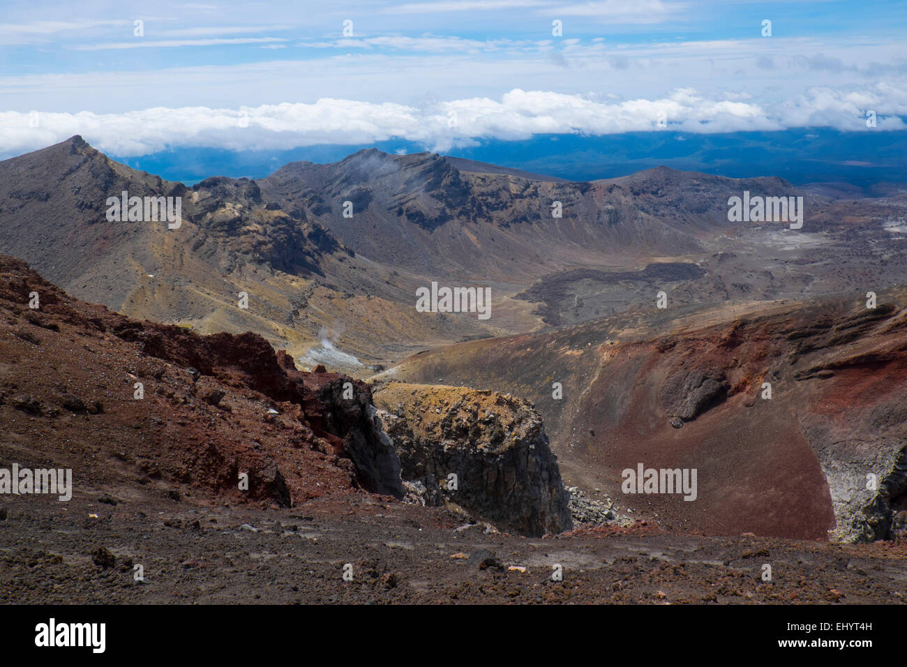 Panorama Vulkanlandschaft, Tongariro Crossing Tongariro National Park Ruapehu Nordinsel Neuseeland Stockfoto