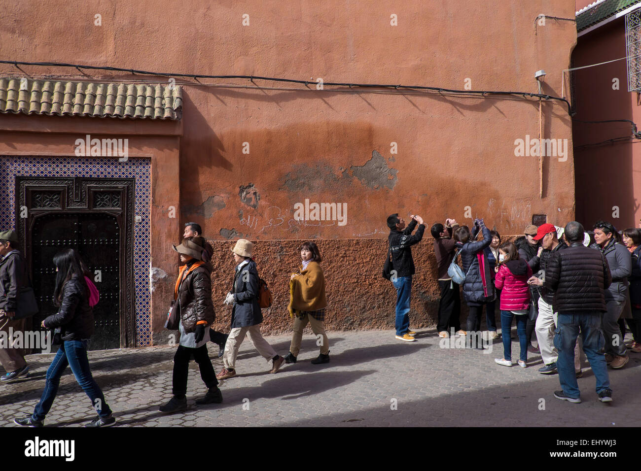 Japanische Touristen, Medina, Altstadt, Marrakesch, Marokko, Nordafrika Stockfoto