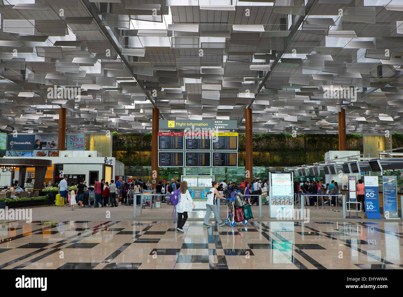 Changi Airport, Abflughalle, Singapur Stockfoto