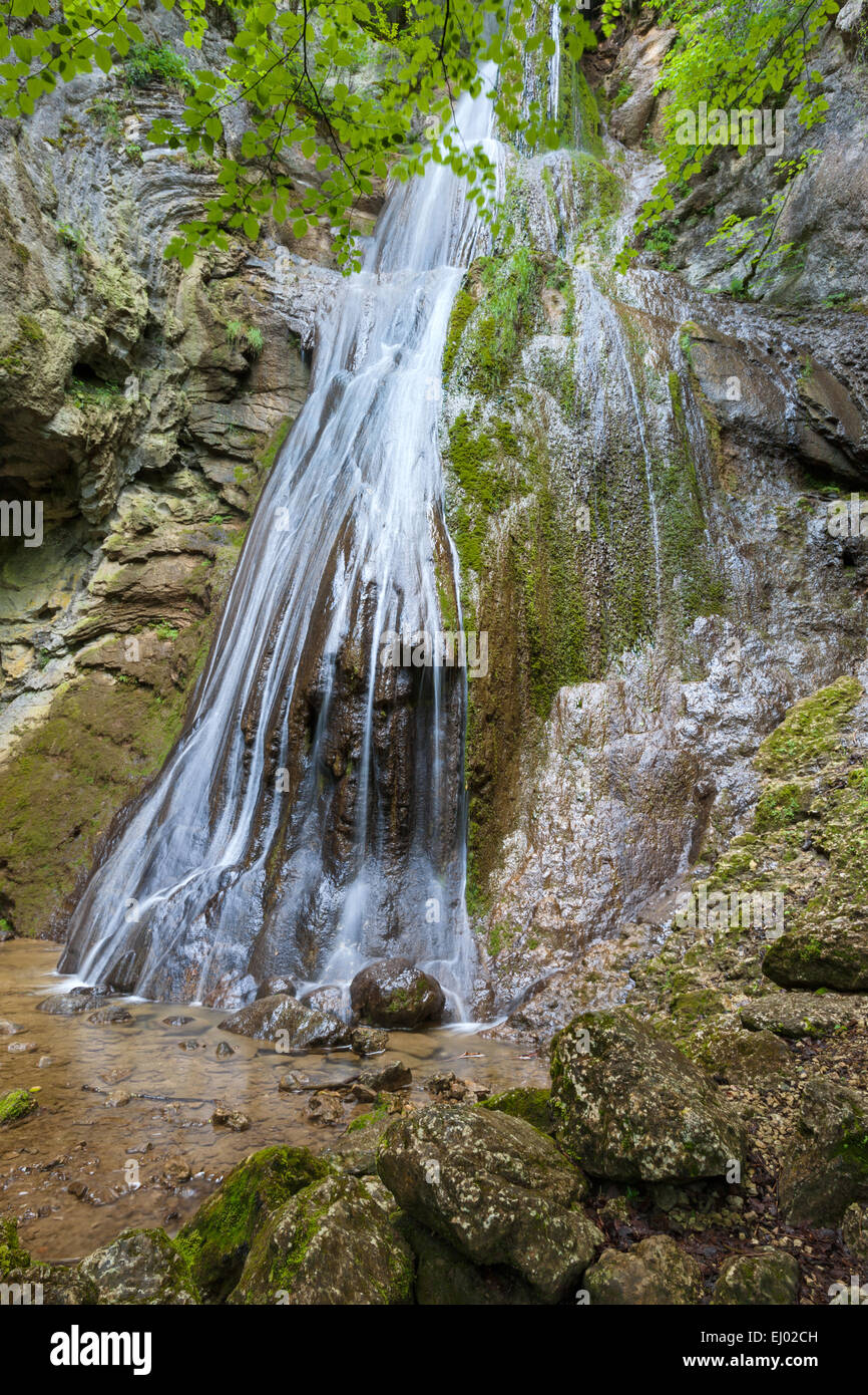 Cascade de Môtiers, Schweiz, Europa, Kanton Neuenburg, Neuchatel-Jura, Jura, Wasserfall Stockfoto