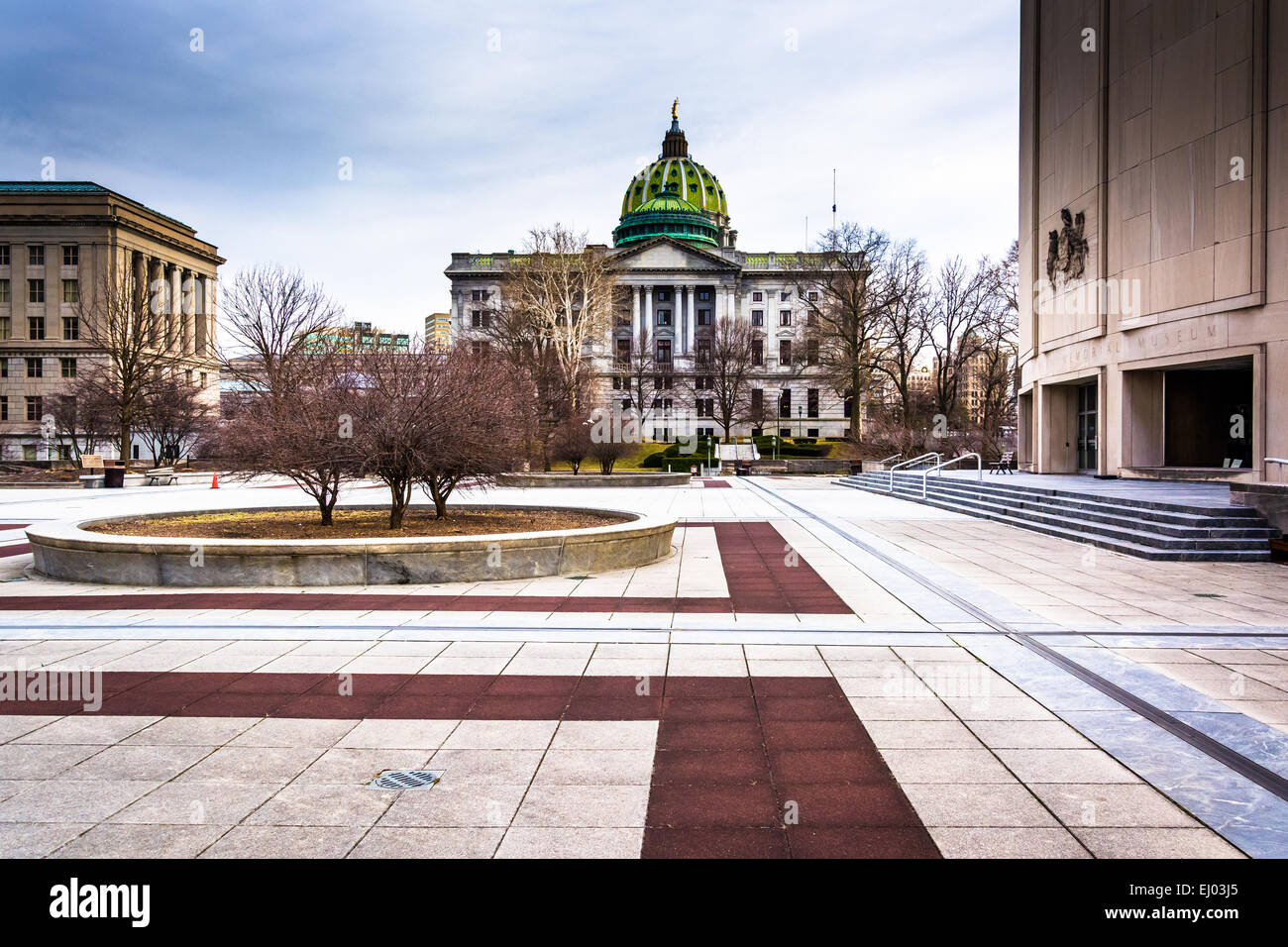 Plaza und Gebäuden im Capitol Complex in Harrisburg, Pennsylvania. Stockfoto