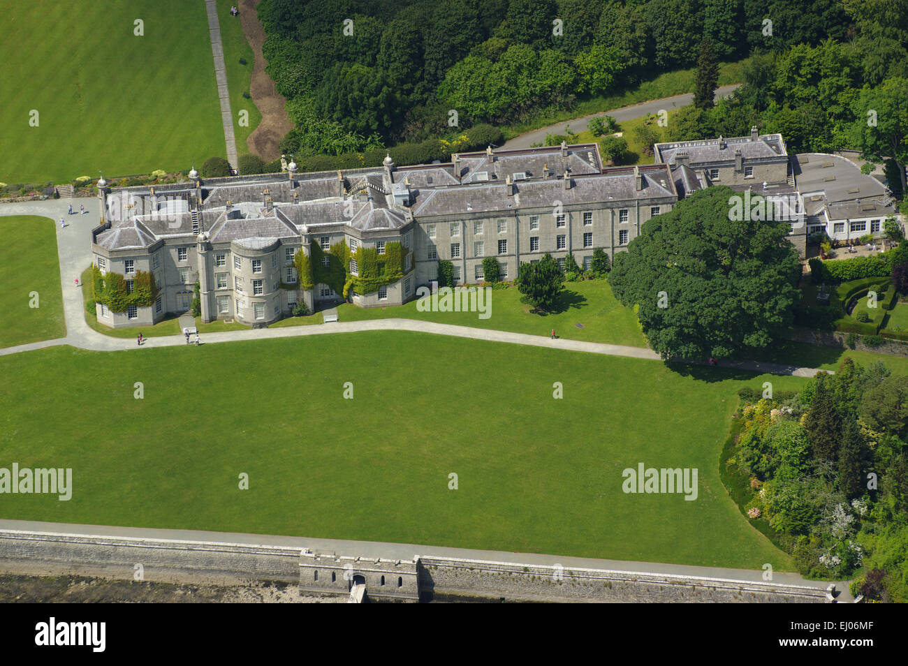 Aerial; Plas Newydd; Anglesey; National Trust; Gwynedd; Menai Strait Stockfoto