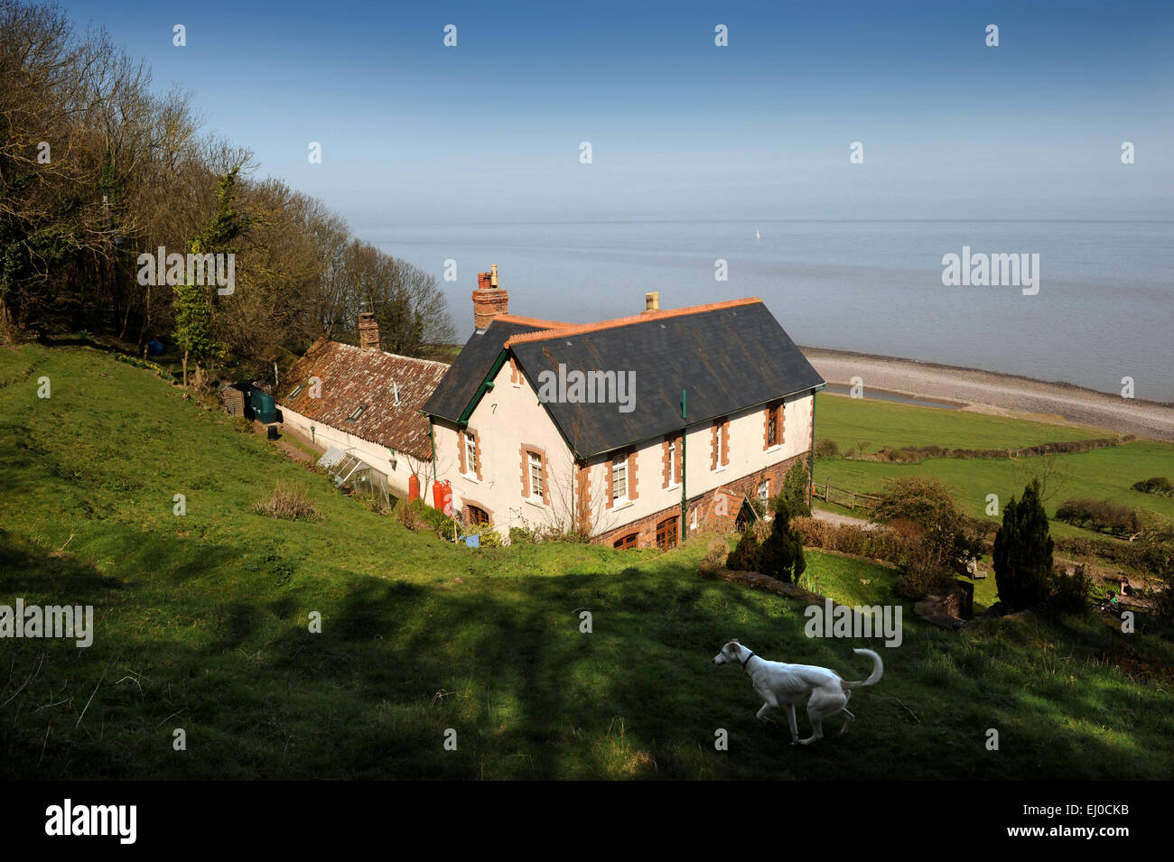 Ein Küsten Bauernhaus Haus in Somerset, Großbritannien Stockfoto