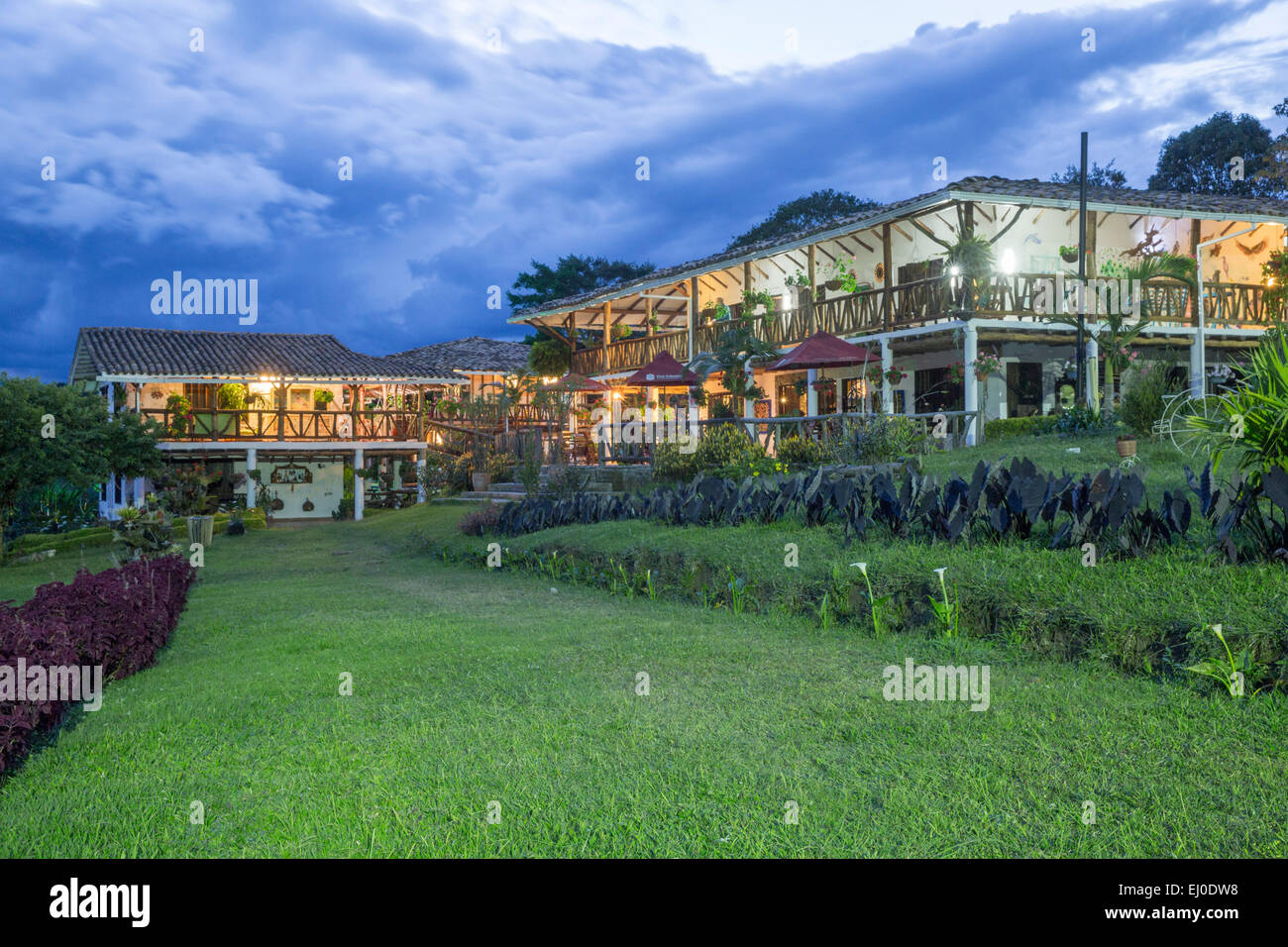 Südamerika, Lateinamerika, Kolumbien, Restaurant, Hotel, Lodge, Akawanka, San Agustin Stockfoto