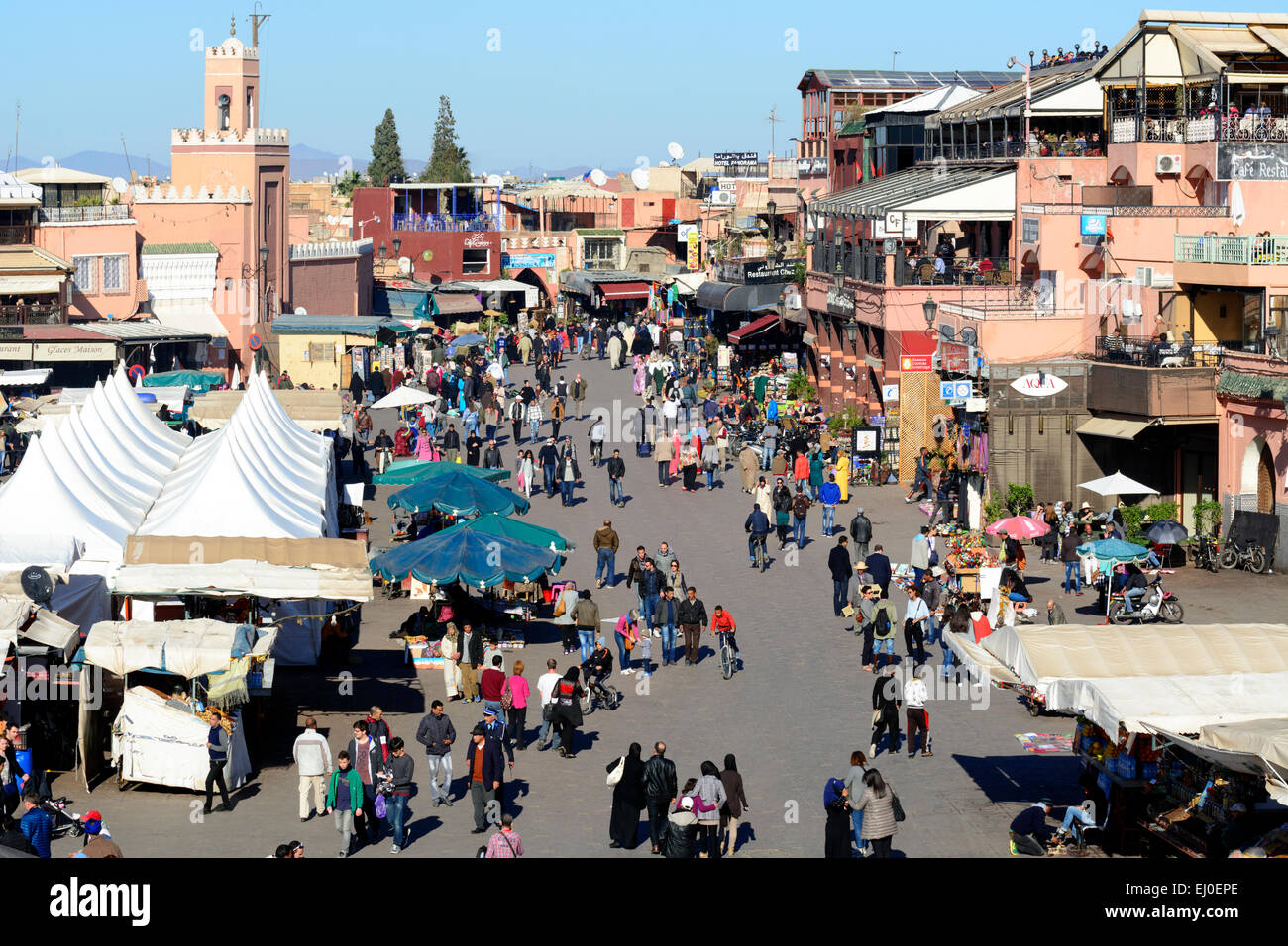Jemma El Fna Platz, Marrakesch, Marokko. Stockfoto