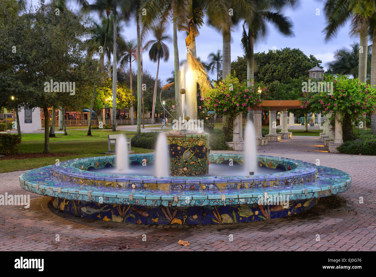 USA, Florida, Palm Beach County, Del Rey Beach, Brunnen am Atlantic Avenue Stockfoto