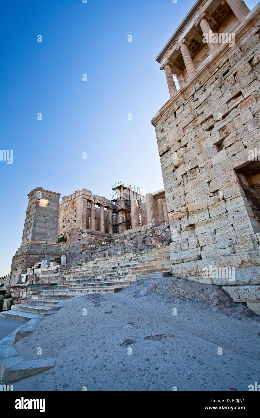 Die Propyläen auf der Akropolis in Athen, Griechenland. Stockfoto