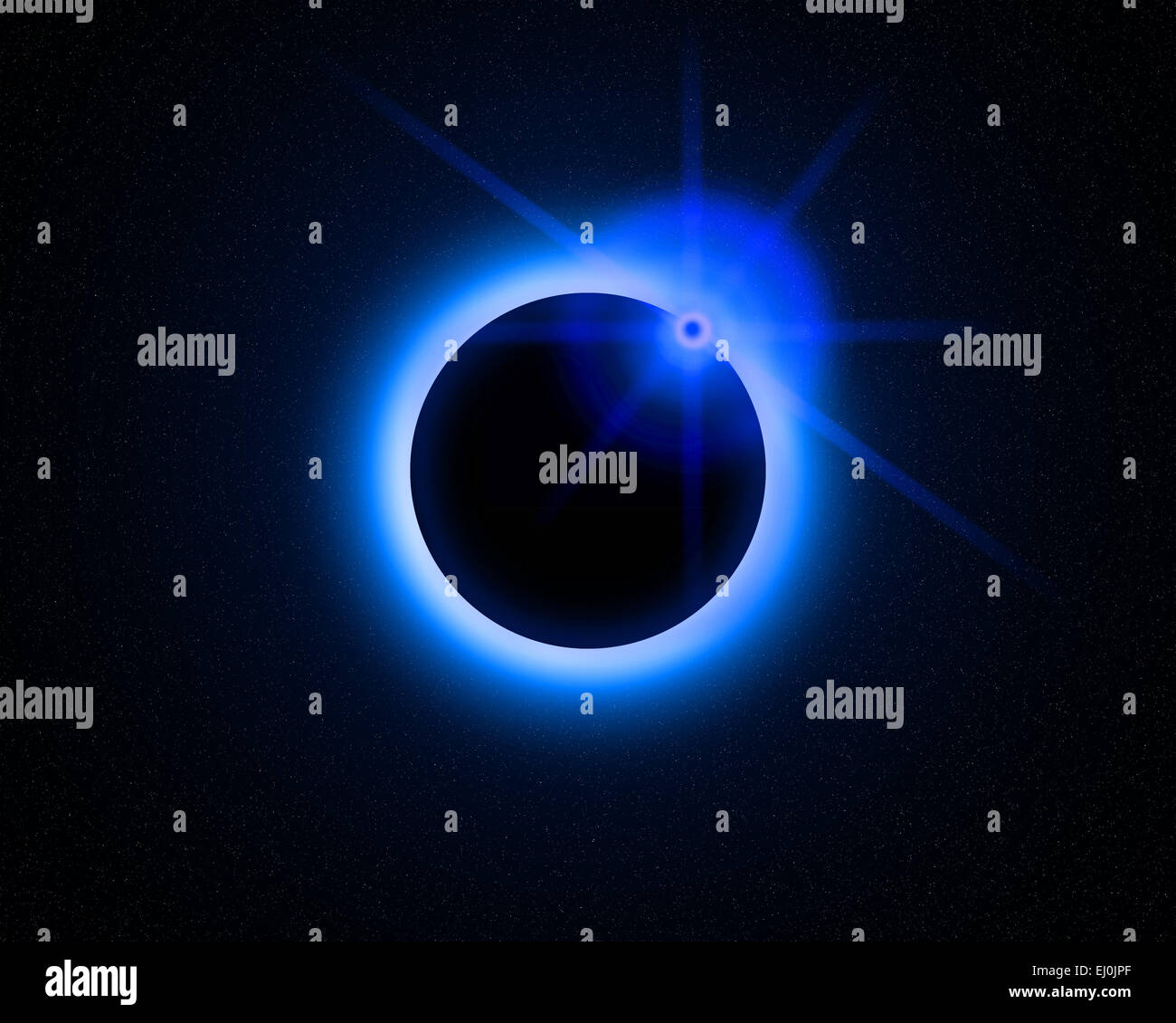 Illustration einer Sonnenfinsternis über eine fremde Sonne. Stockfoto