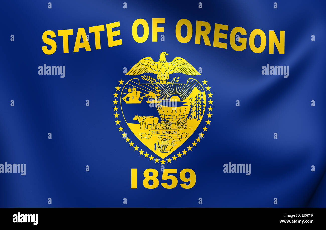 3D Flagge von Oregon, USA. 3D Illustration. Stockfoto