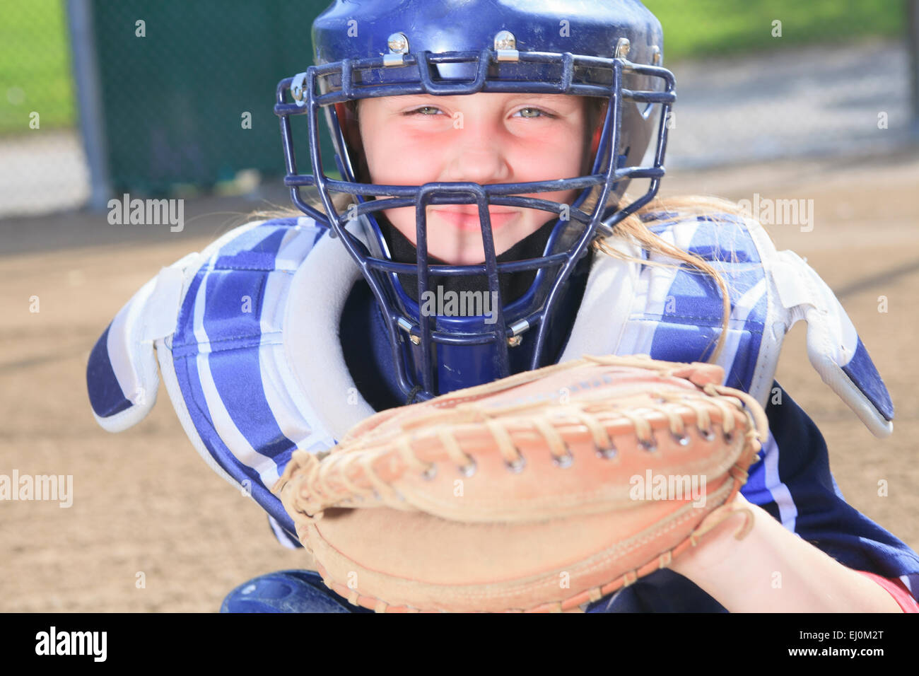 Ein Baseball-Catcher an der Sonnenlicht Stockfoto