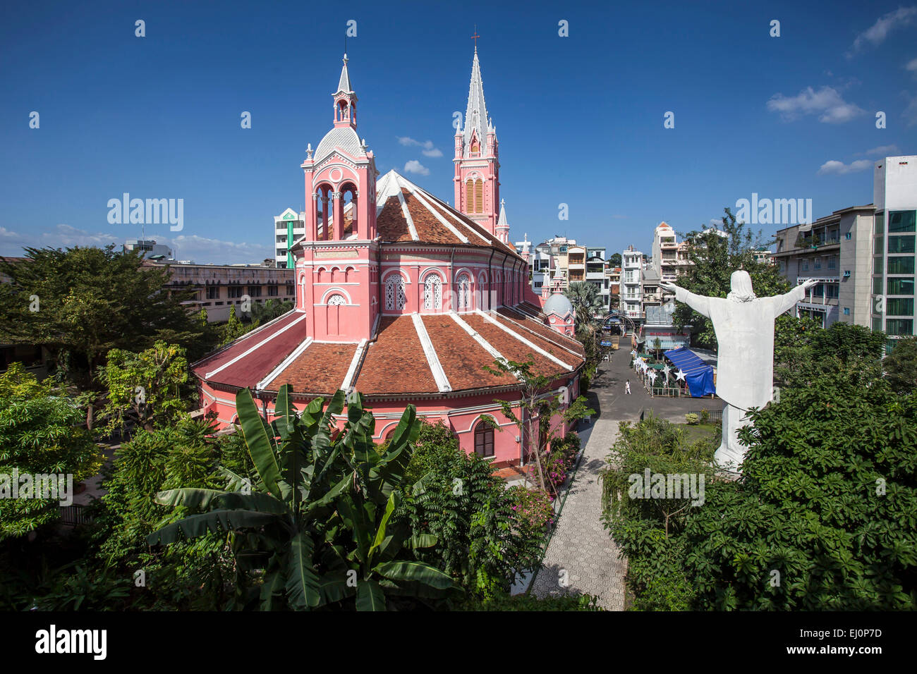 Katholisch, Tan, Dinh, Ho Chi Minh, Stadt, Stadt, Architektur, asiatisch, draußen, Gebäude, Christian, Christian, Figuren, glauben, Cath Stockfoto