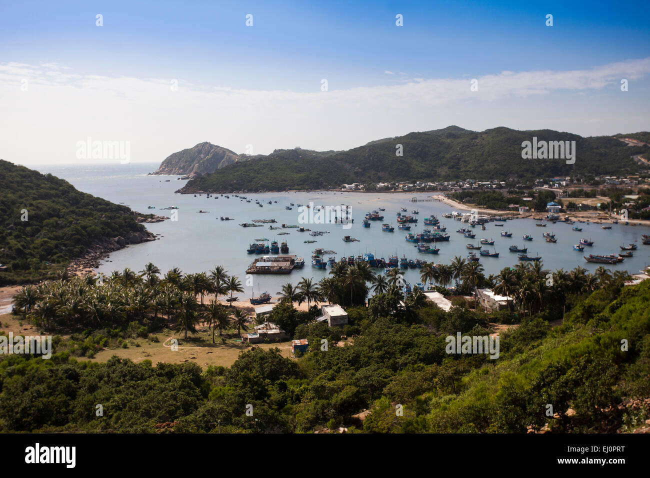 Bucht Ninh Thuan, Nha, Trang, Meer, Landschaft, Küste, eine Südchinesische, Küstenlandschaft, asiatische, Asien, Boote, draußen, außen, Fishi Stockfoto