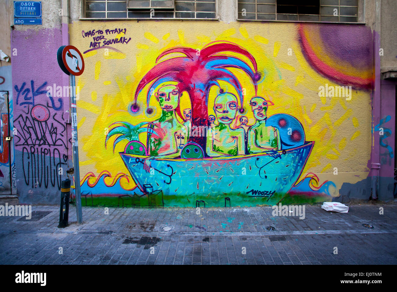 Athen-Straße Graffiti in Athen, Griechenland. Stockfoto