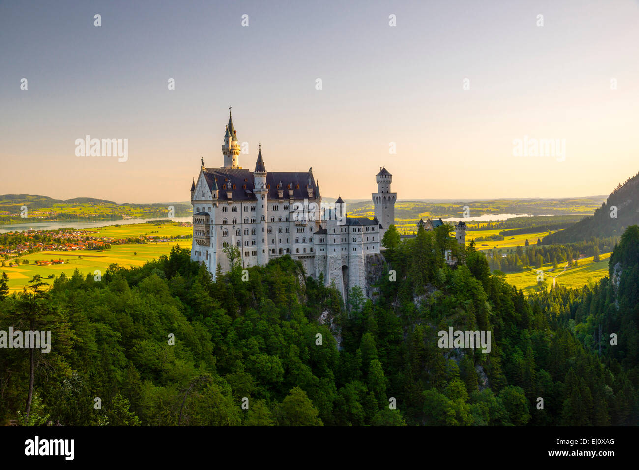 Allgäu, Alpen, See, Ziel, außerhalb, Bayern, Deutschland, Europa, Füssen, Hohenschwangau, niemand, neugotisch, Neuschwanstein, tr Stockfoto