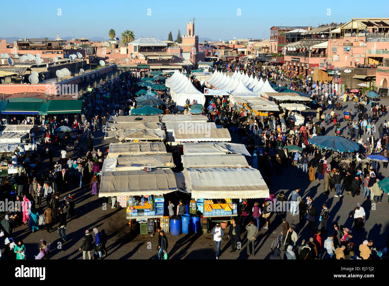 Jemma El Fna Platz, Marrakesch, Marokko. Stockfoto