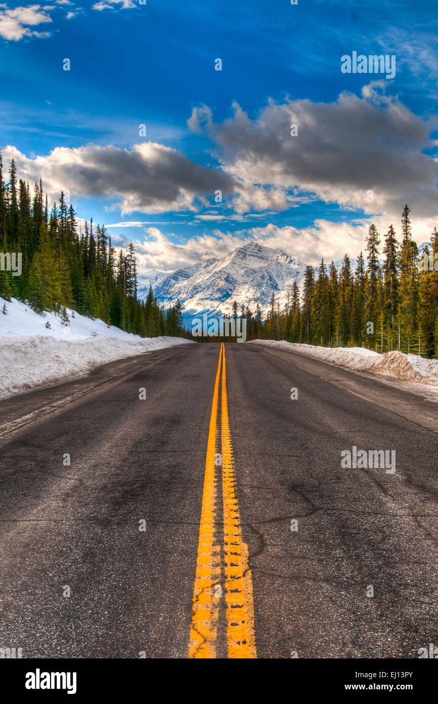 Malerische Ausblicke auf dem Icefields Parkway im Banff-Nationalpark Alberta Kanada winter Stockfoto