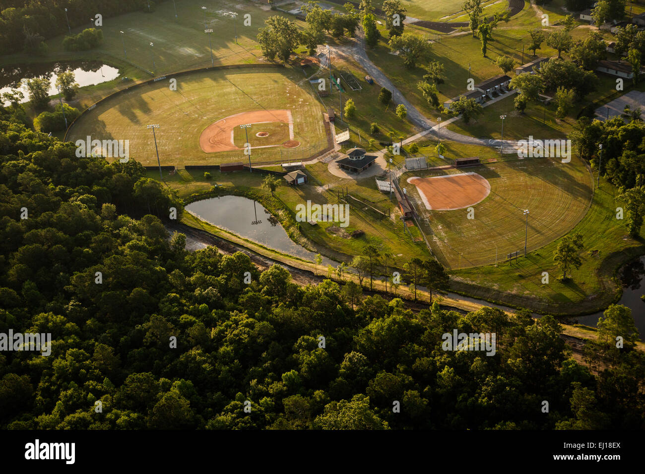 Luftaufnahme von Baseballstadien in Mt Pleasant, SC Stockfoto