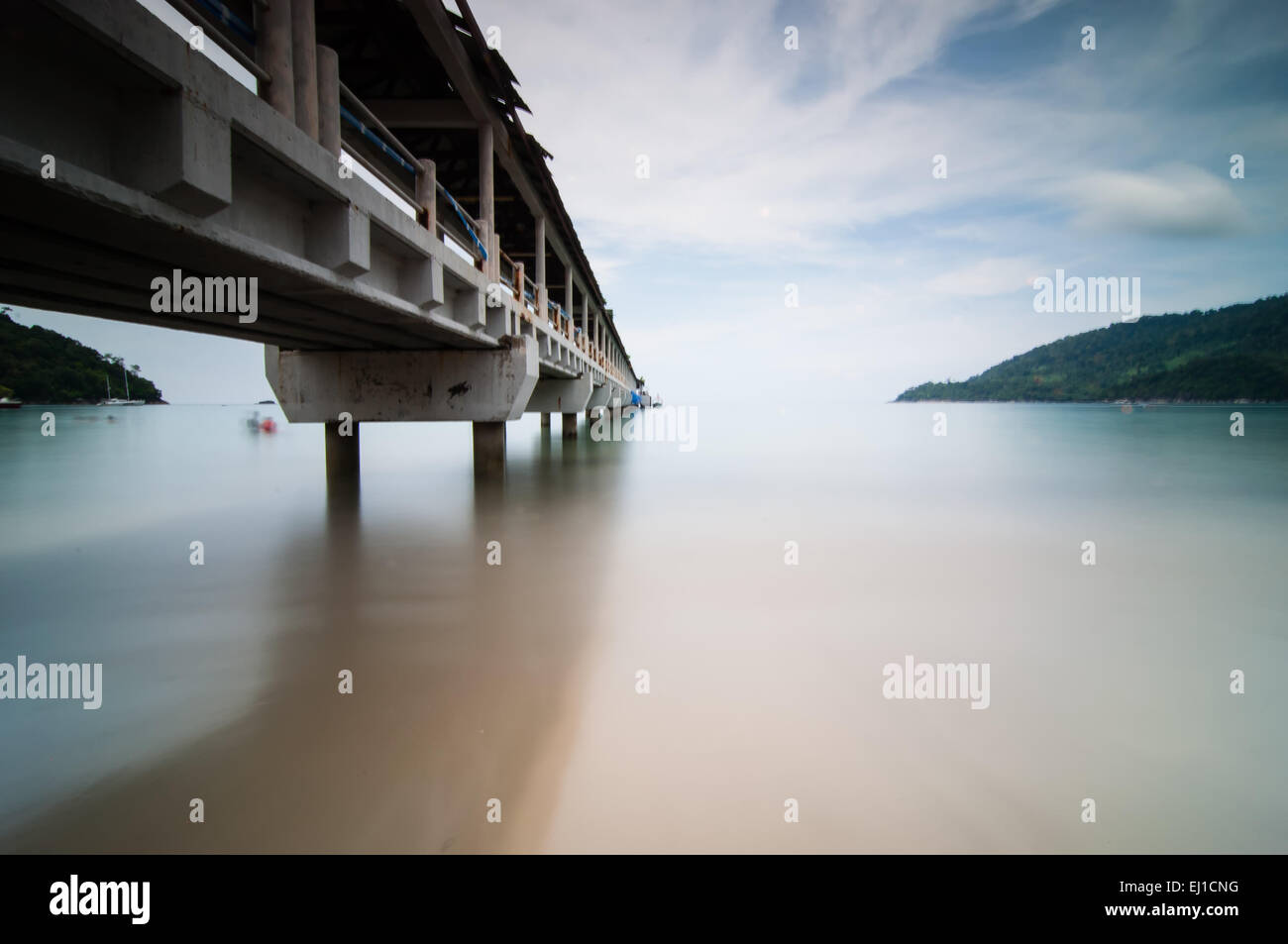 Langzeitbelichtung Tioman Steg Stockfoto