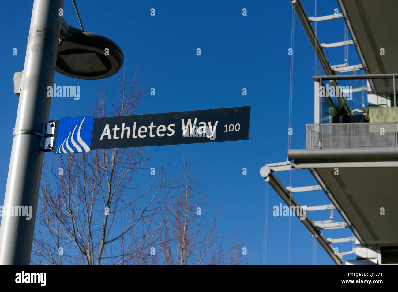 Sportlers Einbahnstraße im Dorf auf False Creek, ehemalige 2010 Olympisches Dorf, Vancouver, Britisch-Kolumbien, Kanada Stockfoto