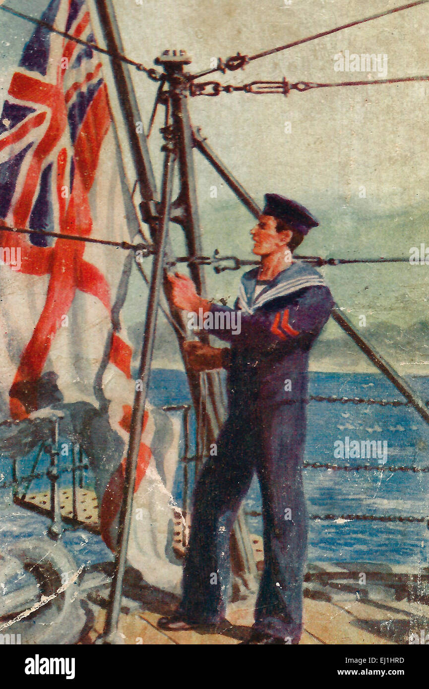 Britische blaue Jacke Aufstellen von den Union Jack und St. George Cross, Weltkrieg Stockfoto