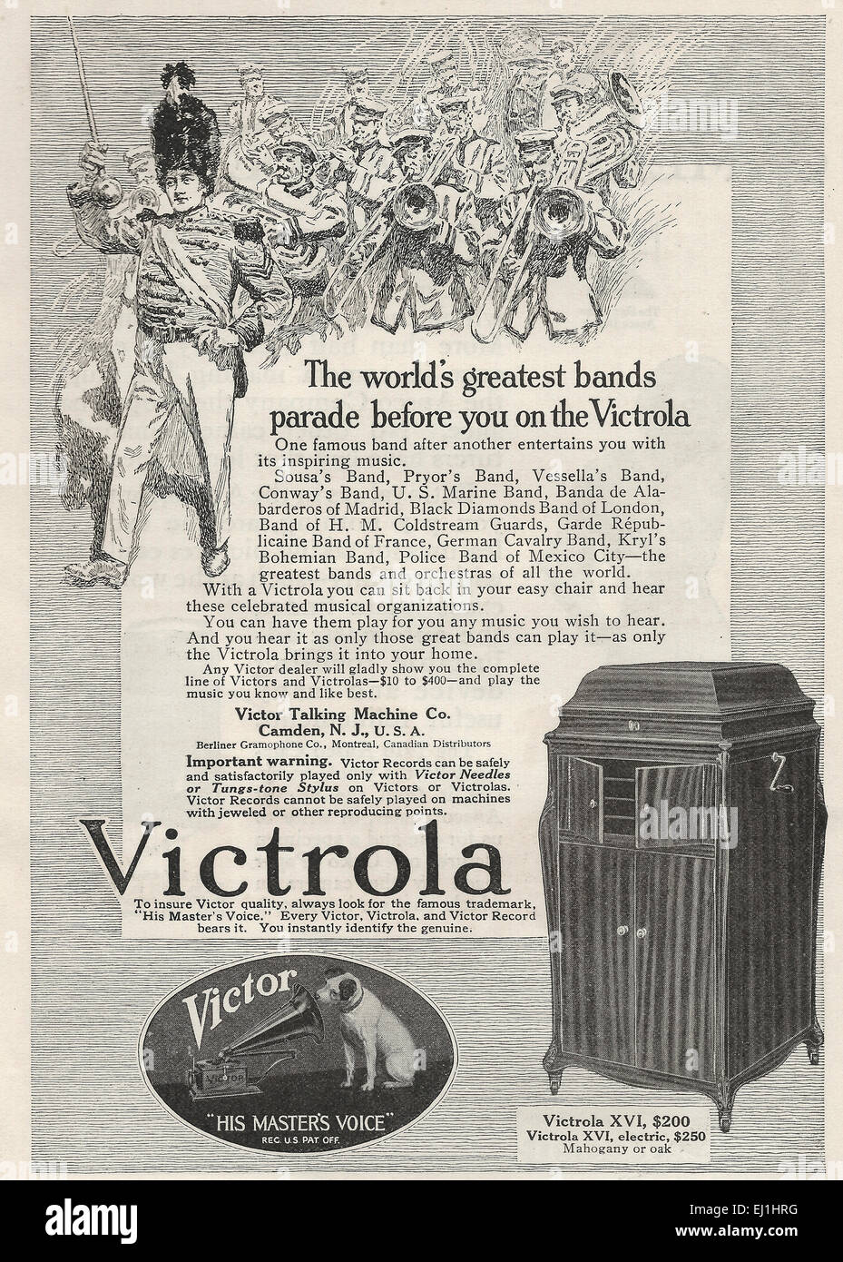 Victrola Werbung 1916 Stockfoto