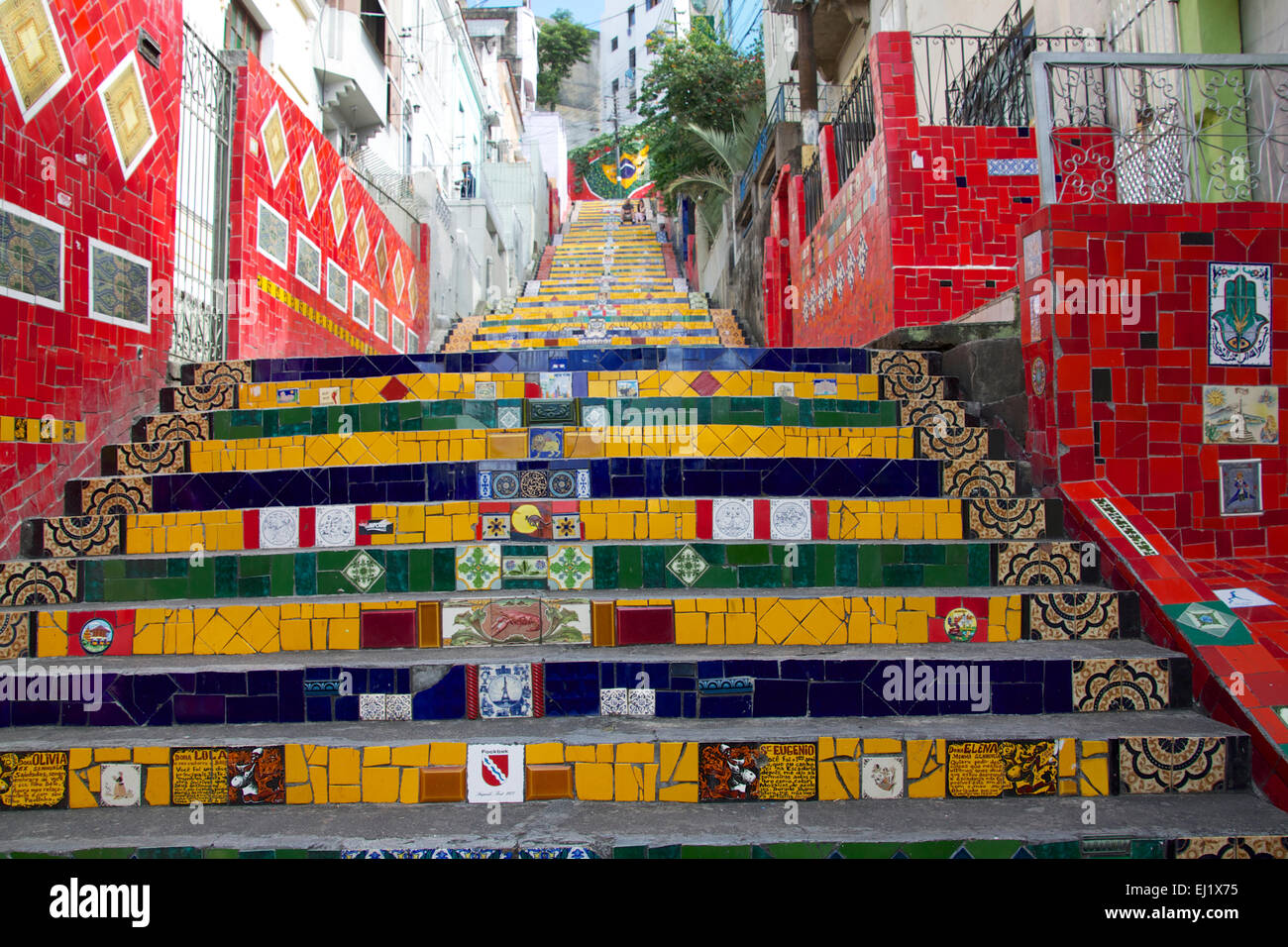 Escadaria Selarón, bekannt als die "Selarón unter" Lapa / Santa Teresa Bereichen chilenischen geborene Künstler Jorge Selaron Stockfoto
