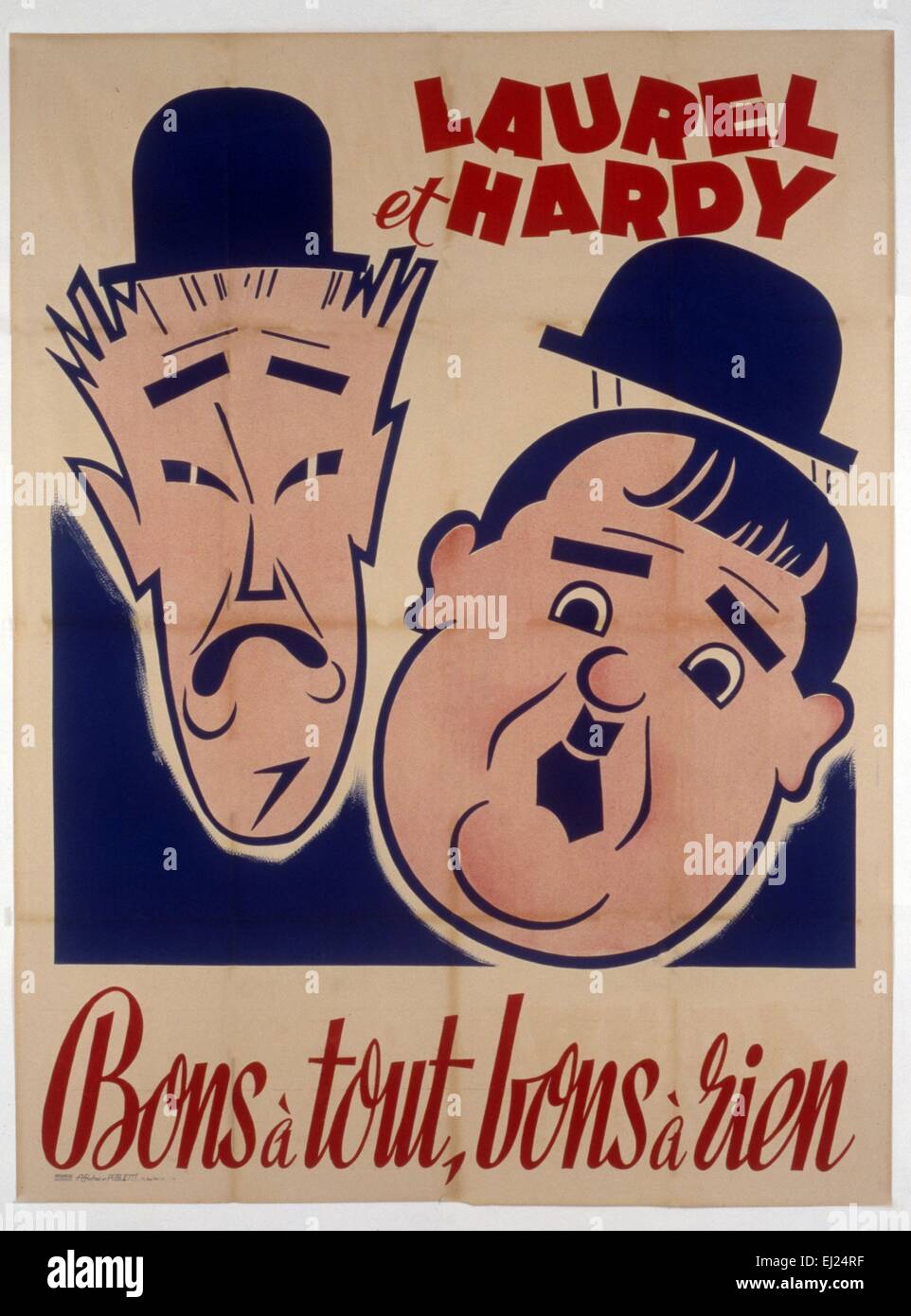 Bons Tout, Bons ein Rien Stan Laurel, Olivier Hardy Programm mehrere kurze Filme Filmplakat (Fr) Stockfoto