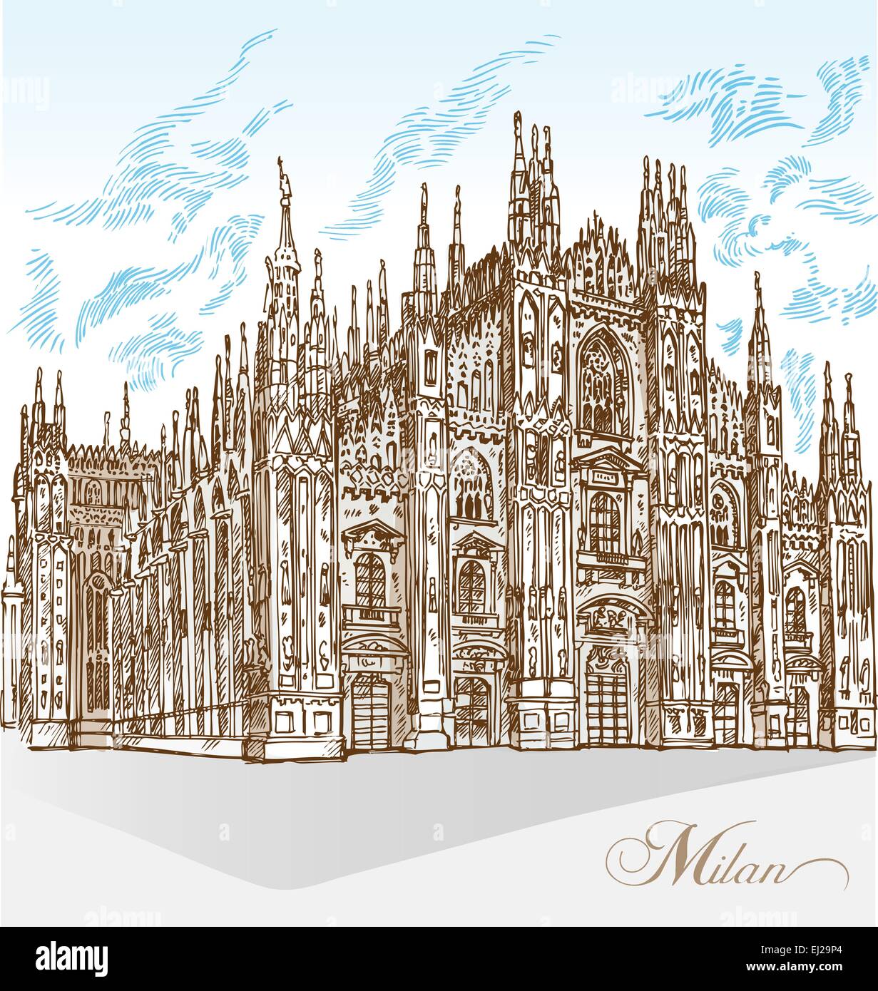 Mailand Kathedrale Hand zeichnen Stock Vektor