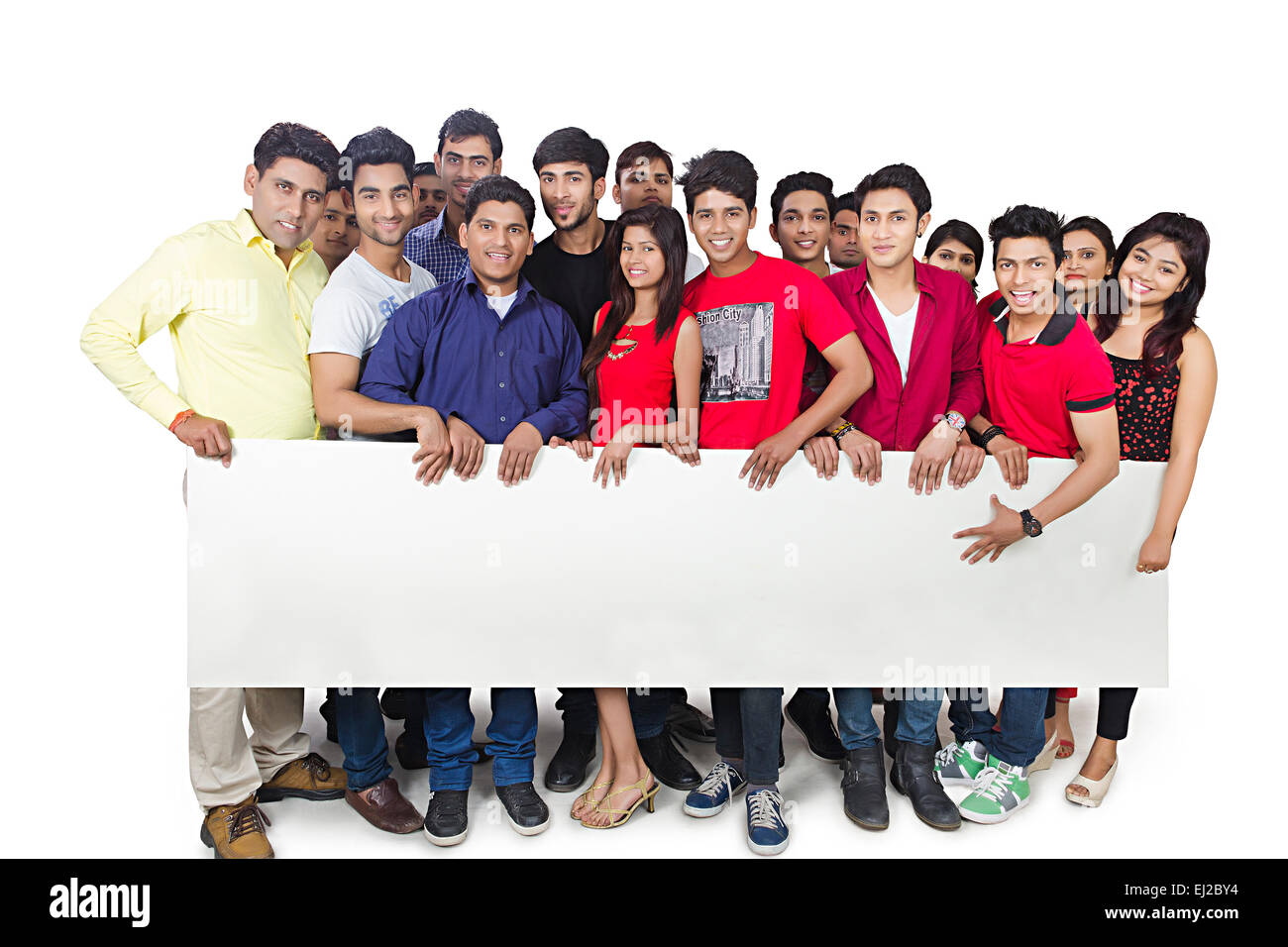 indische College Freunde Gruppe Massen zeigen Message Board Stockfoto