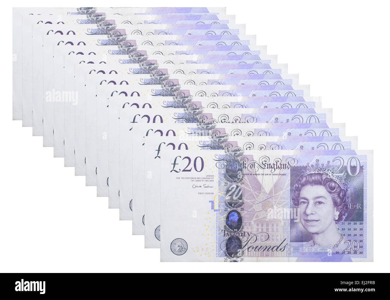 Britisches Pfund Banknoten 20 Stockfoto