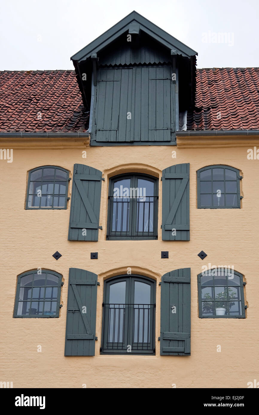 Alten renovierten Lagerhaus von Faaborg, Dänemark Stockfoto