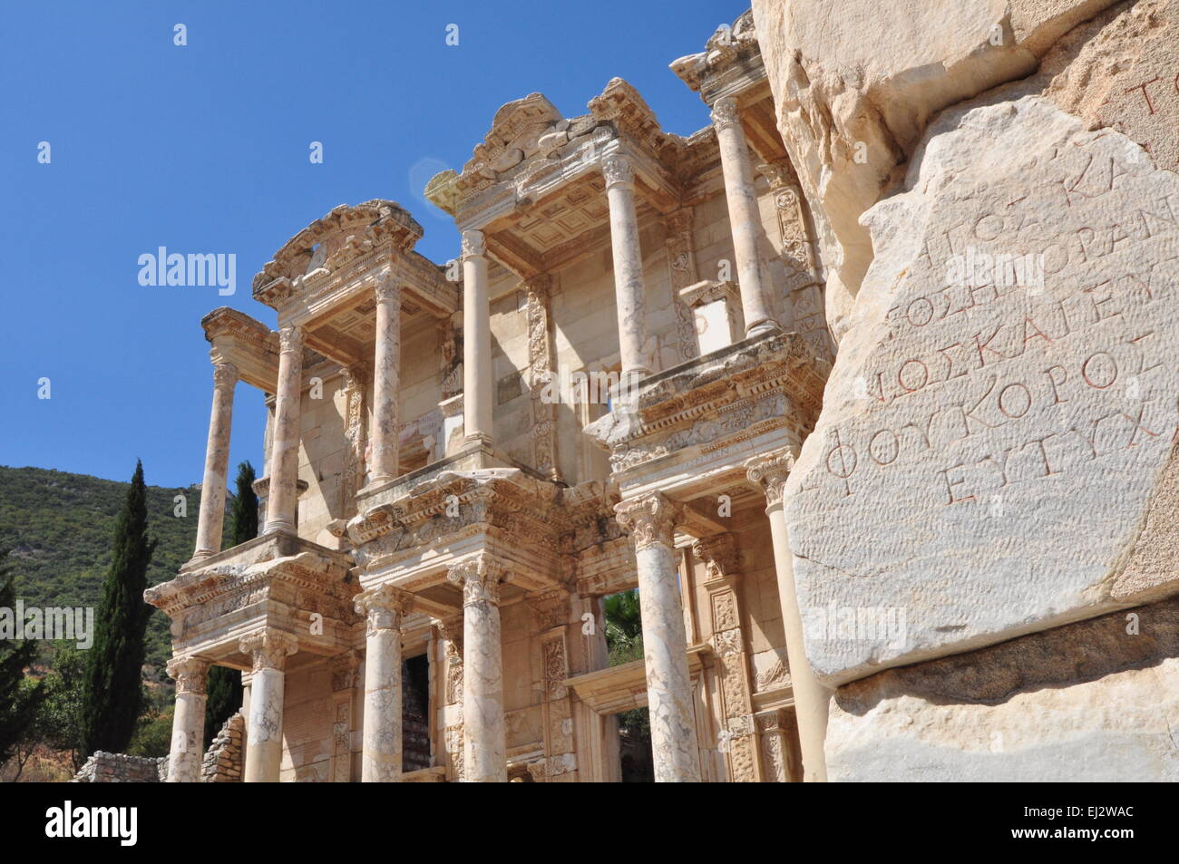 Die Bibliothek des Celsus in Ephesus - Türkei Stockfoto