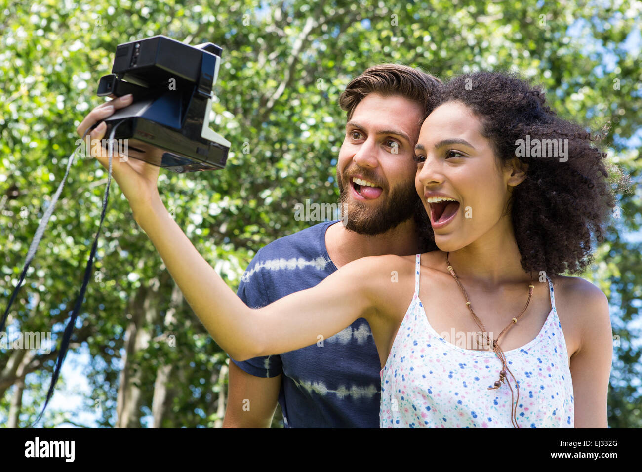 Hipster-paar unter einem selfie Stockfoto