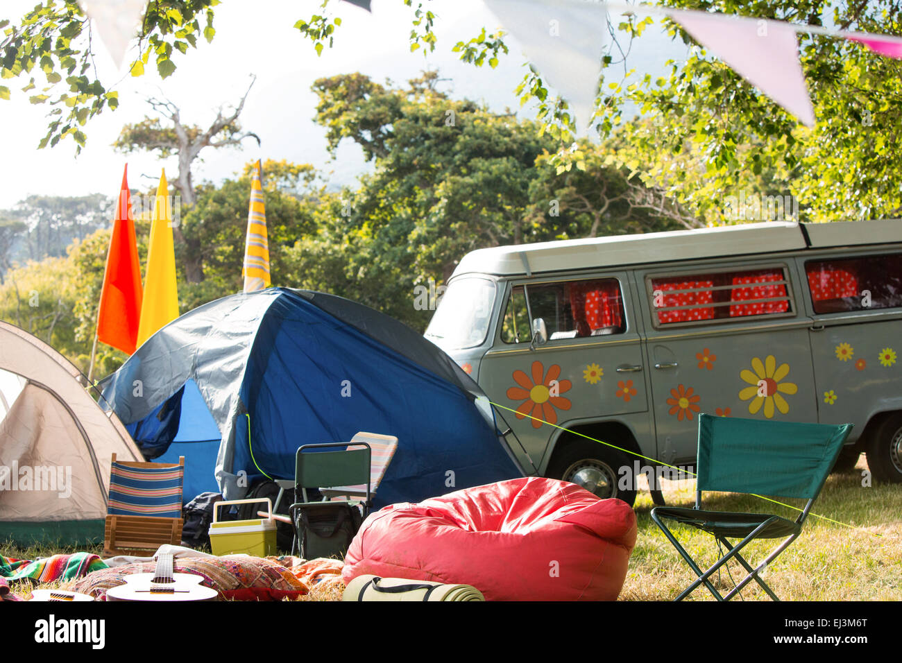 Leeren Campingplatz beim Musikfestival Stockfoto