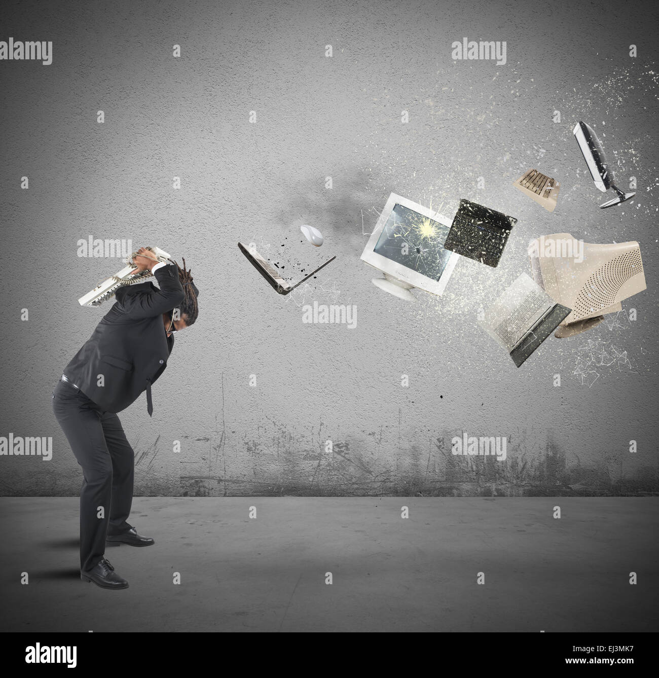 Gestresst von der Arbeit Stockfoto