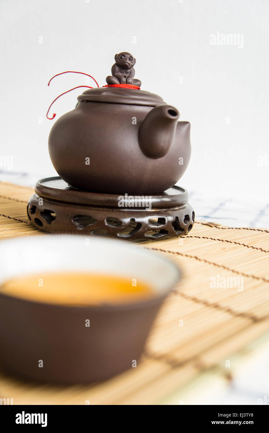 Tee Teekanne Tasse chinesischen Stil Keramik Ton Oolong cha Stockfoto