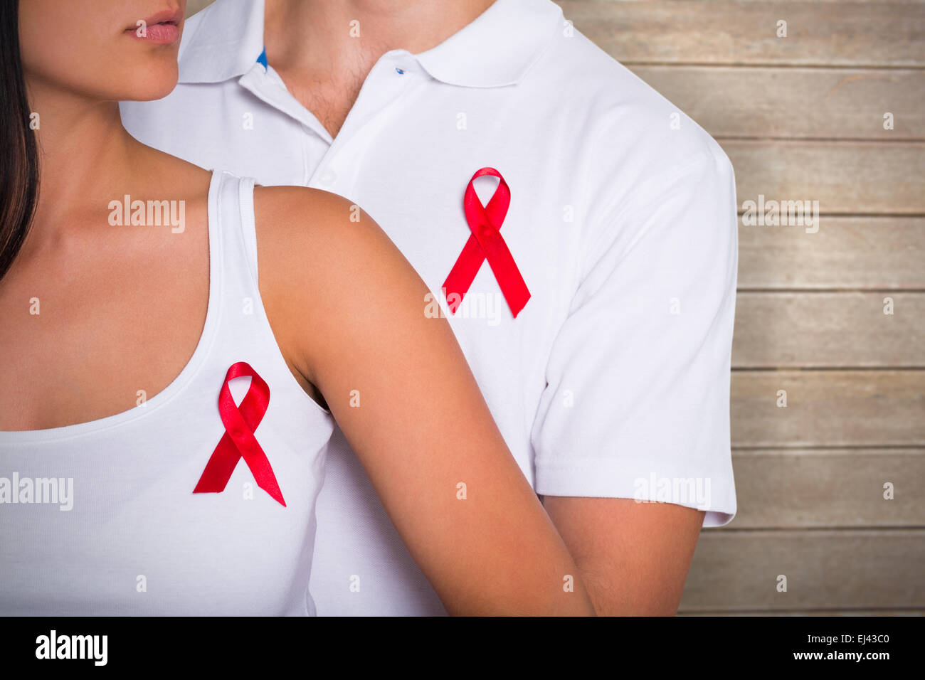 Zusammengesetztes Bild paar unterstützen aids Bewusstsein zusammen Stockfoto