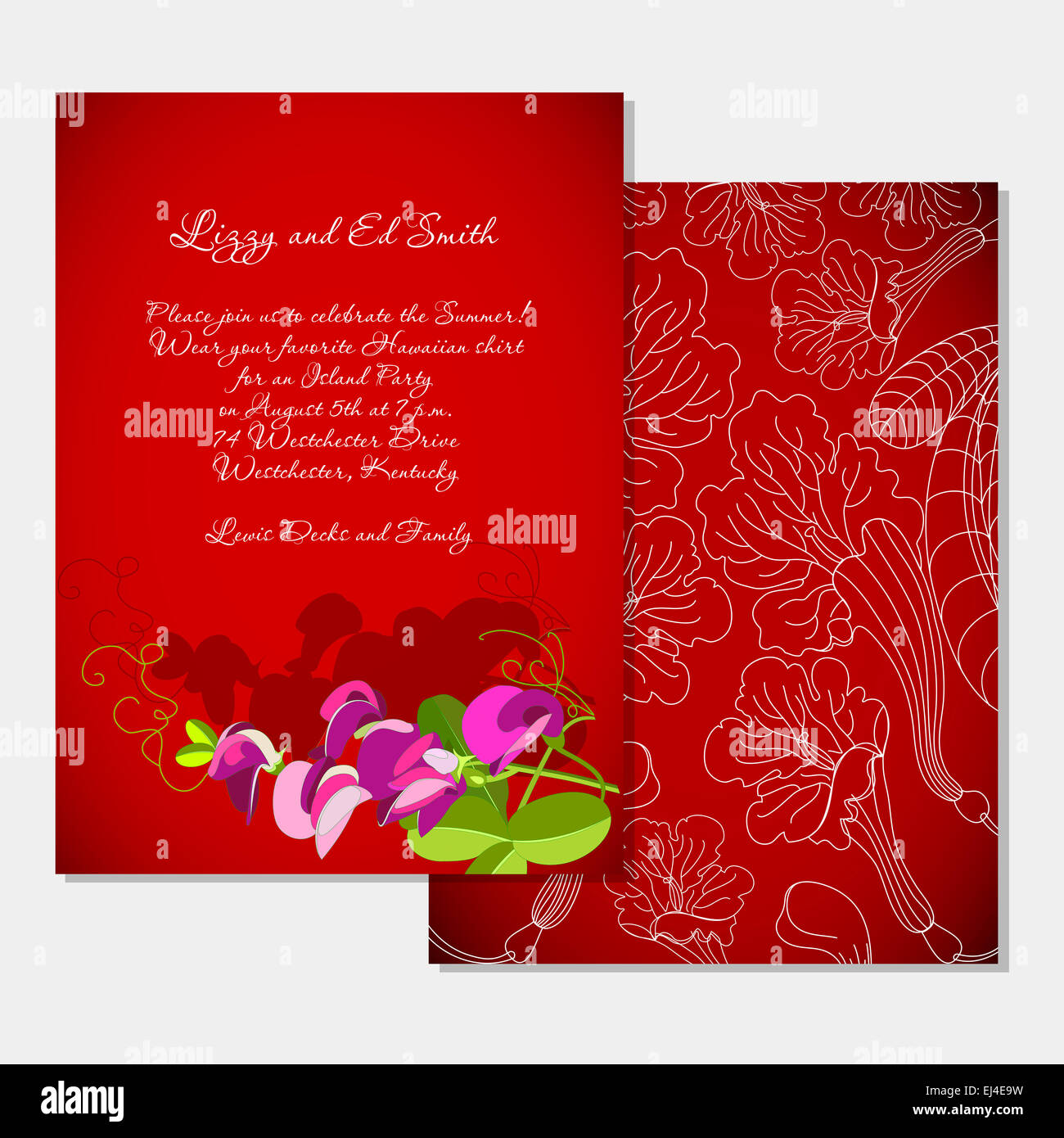 Einladung Vorlage auf tropischen party Stockfoto