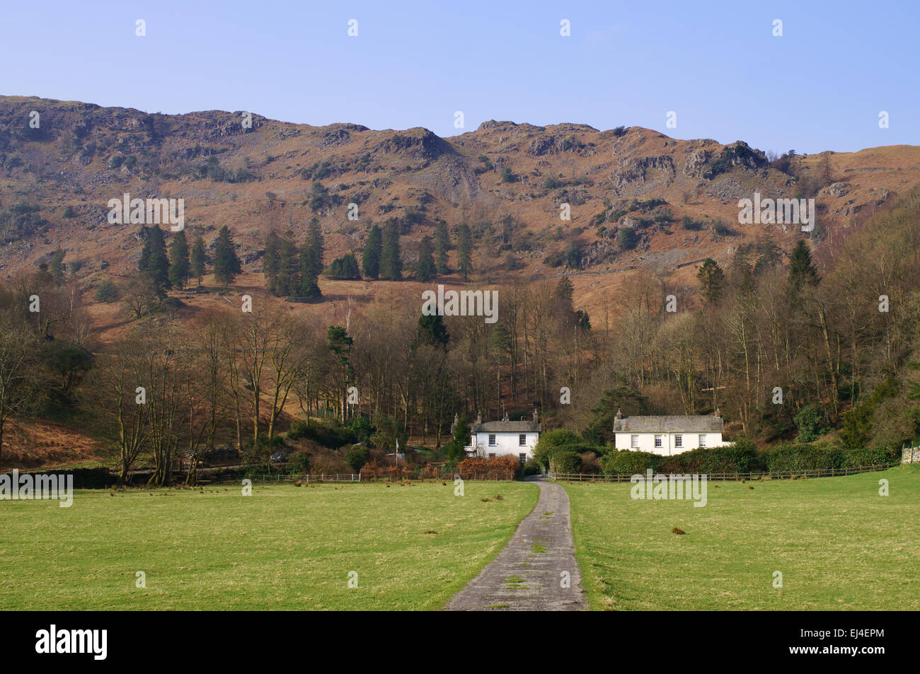 Das Wray Cottage und St. Oswald Haus, Grasmere, Lake District, England, UK Stockfoto