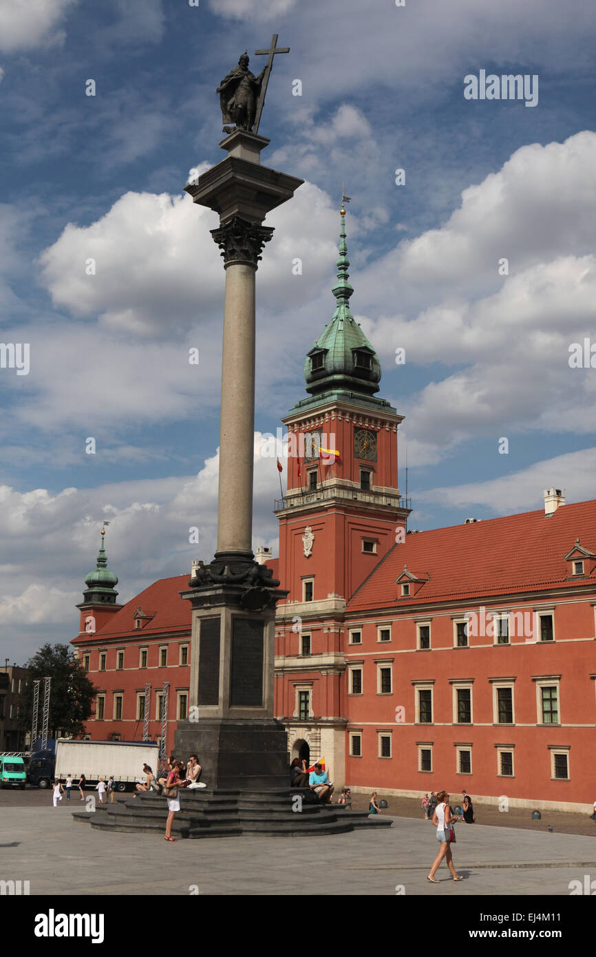 König Sigismund die Spalte und das Königsschloss in Warschau, Polen. Stockfoto