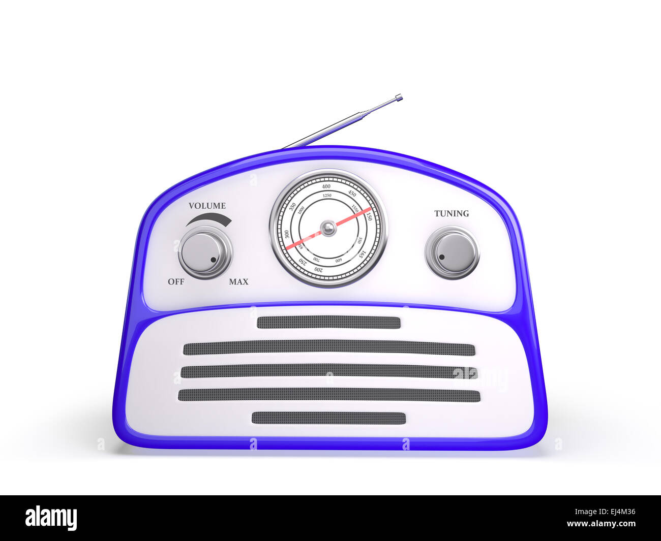 Alten blauen Vintage retro-Stil-Radio-Empfänger, die isoliert auf weißem Hintergrund Stockfoto