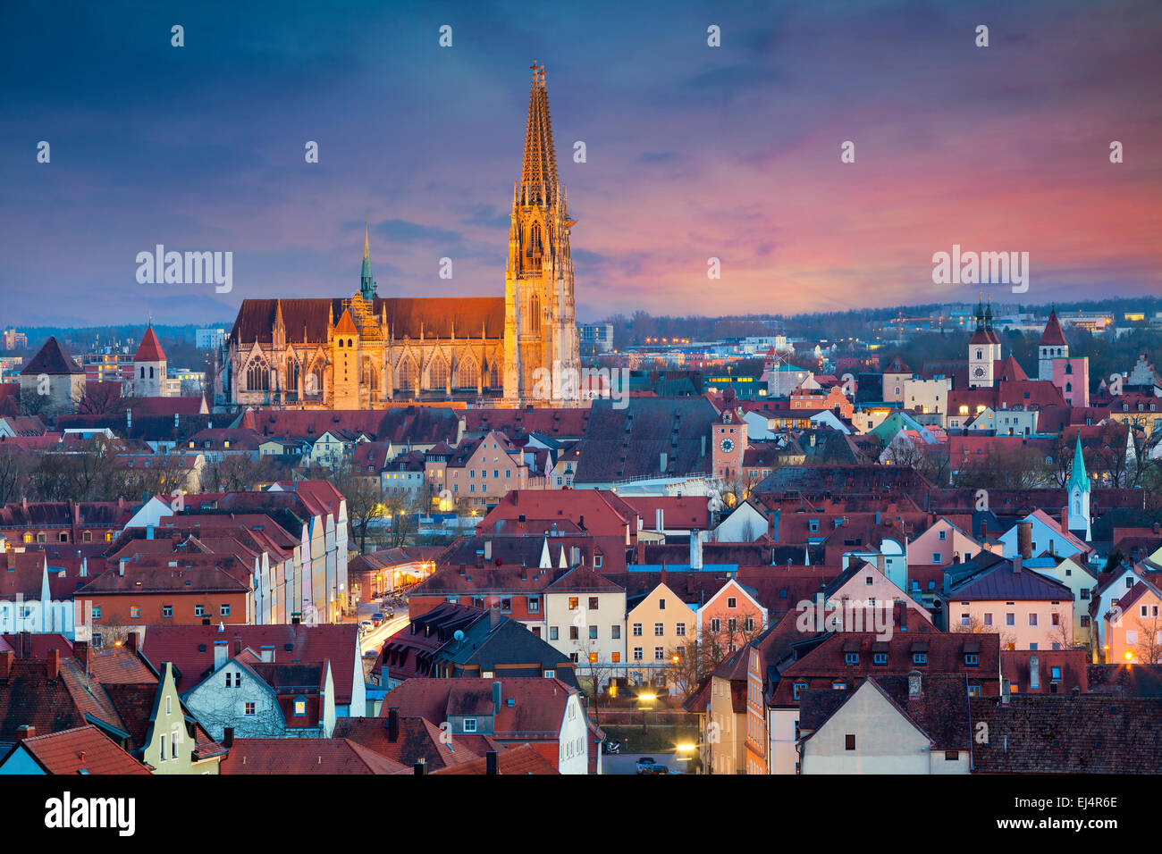 Regensburg. Bild von der UNESCO und historischen bayrischen Stadt Regensburg. Stockfoto